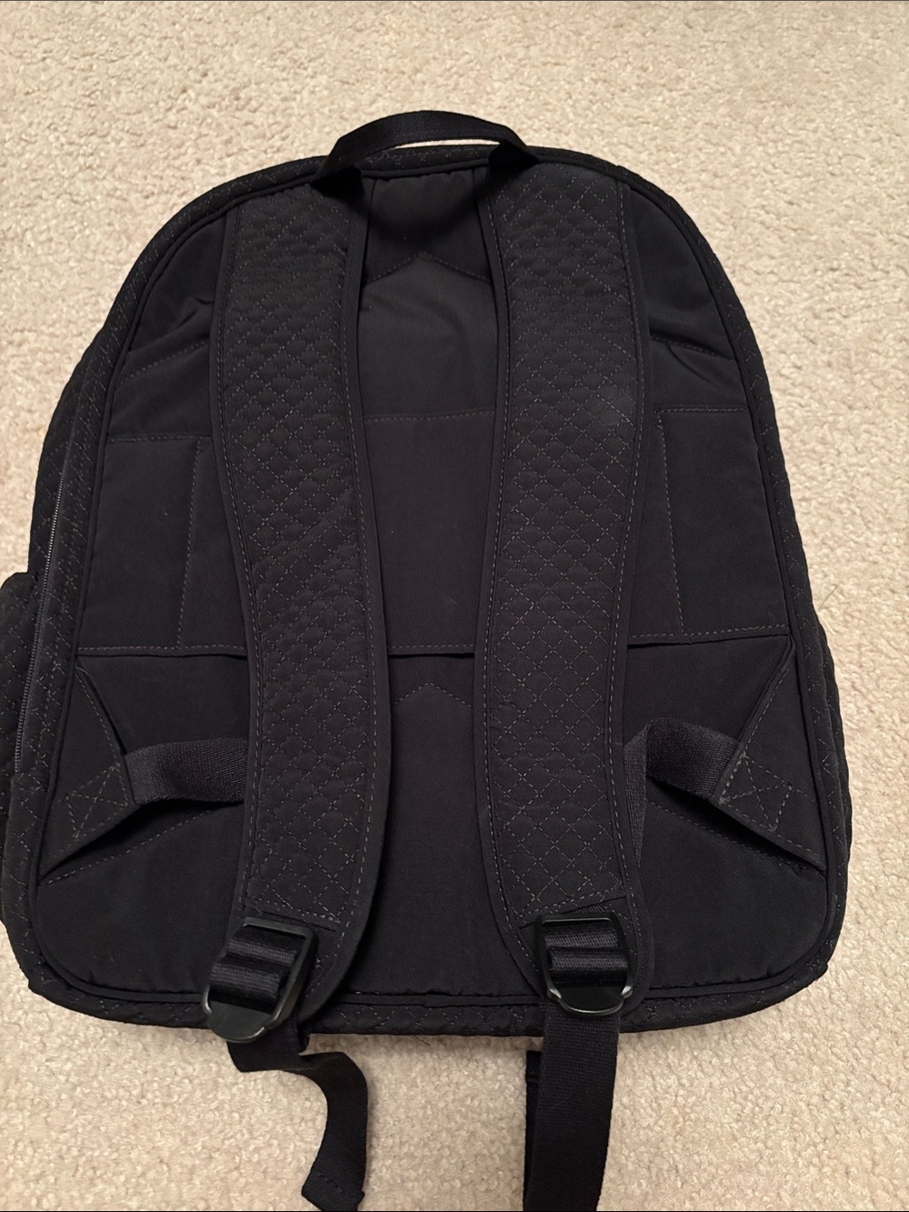 Vera Bradley Black Quilted Backpack with Front Zip Pocket - Picture 2 of 6